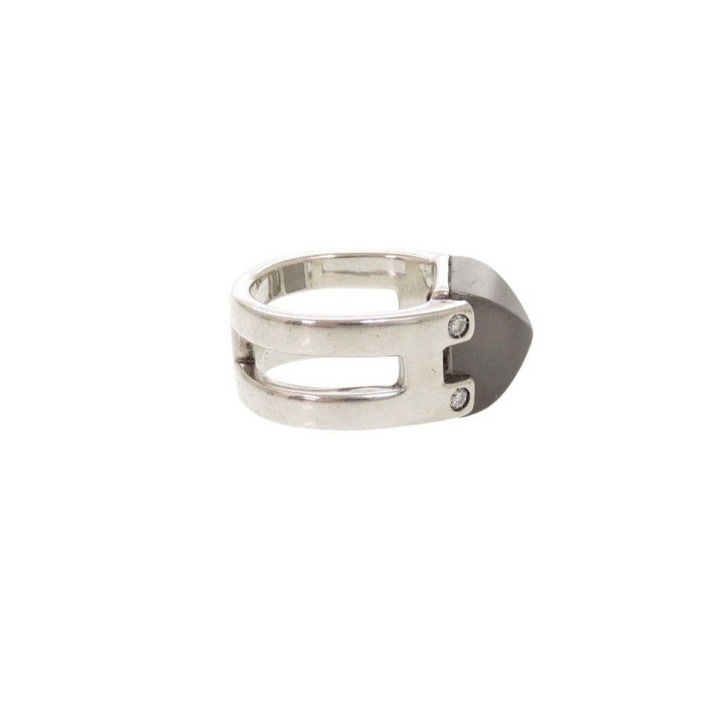 Hermes Vintage Medallion 49 925 Sterling Silver Moonstone Ring — view 5
