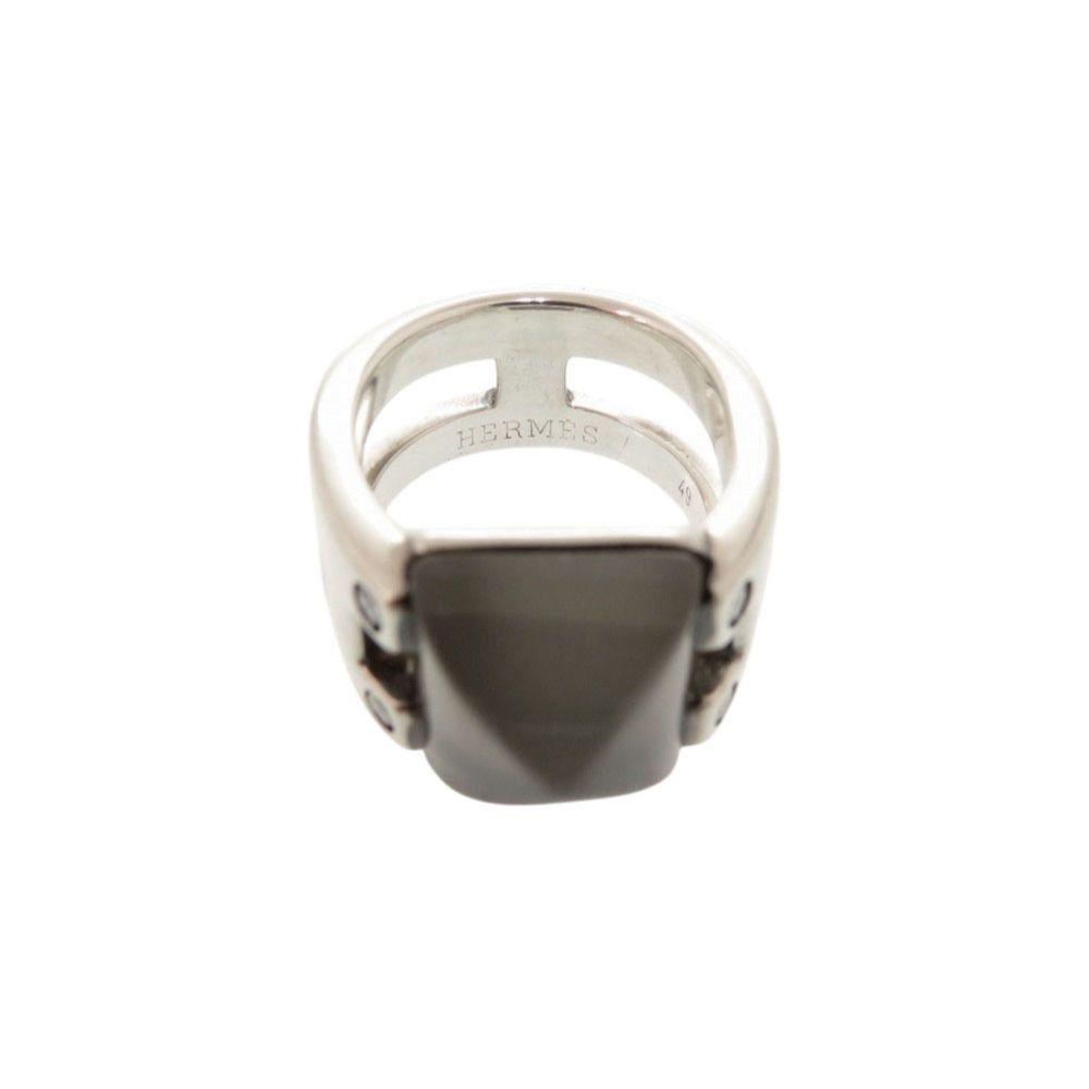 Hermes Vintage Medallion 49 925 Sterling Silver Moonstone Ring — view 6