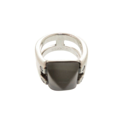 Hermes Vintage Medallion 49 925 Sterling Silver Moonstone Ring — view 6
