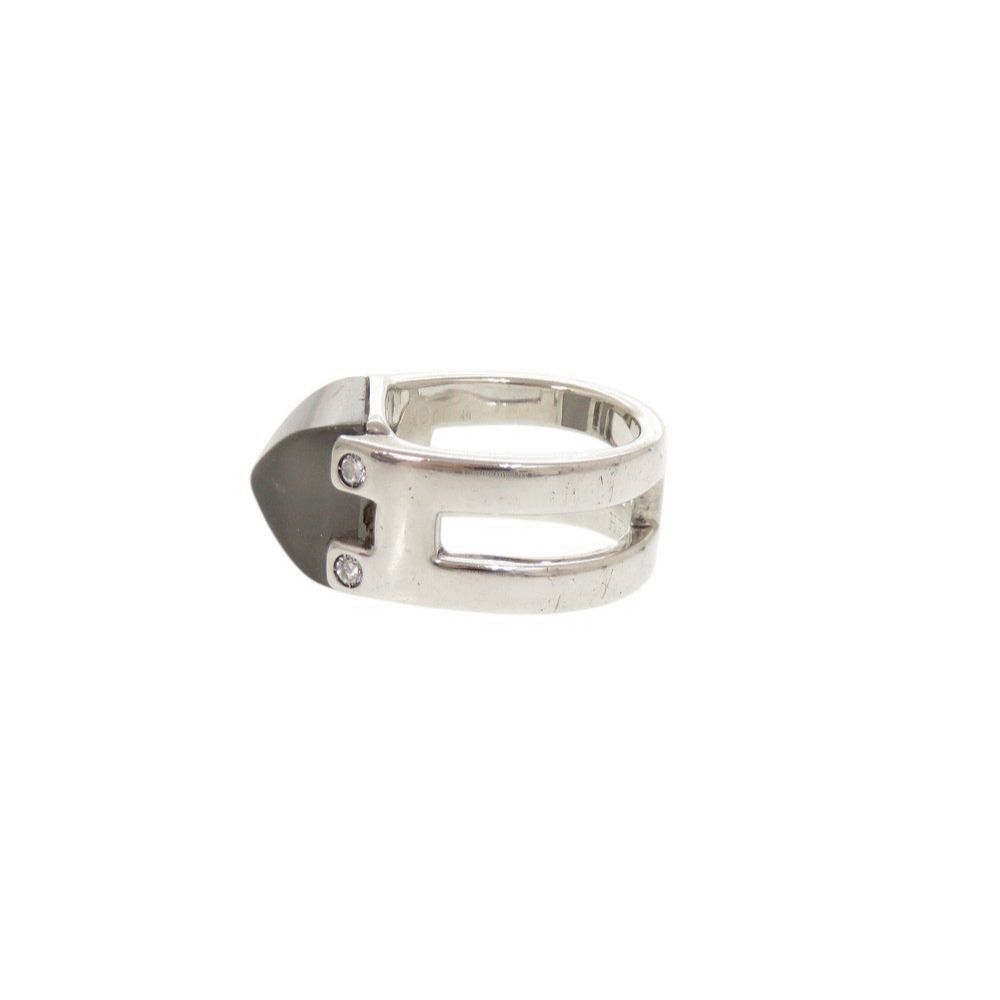 Hermes Vintage Medallion 49 925 Sterling Silver Moonstone Ring — view 3