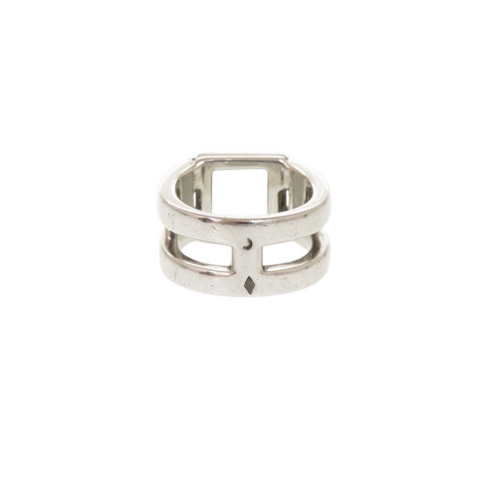 Hermes Vintage Medallion 49 925 Sterling Silver Moonstone Ring — view 4