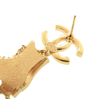 Chanel CC Logo Roller Skate Metal Rhinestone Faux Pearl Gold Earrings — view 6