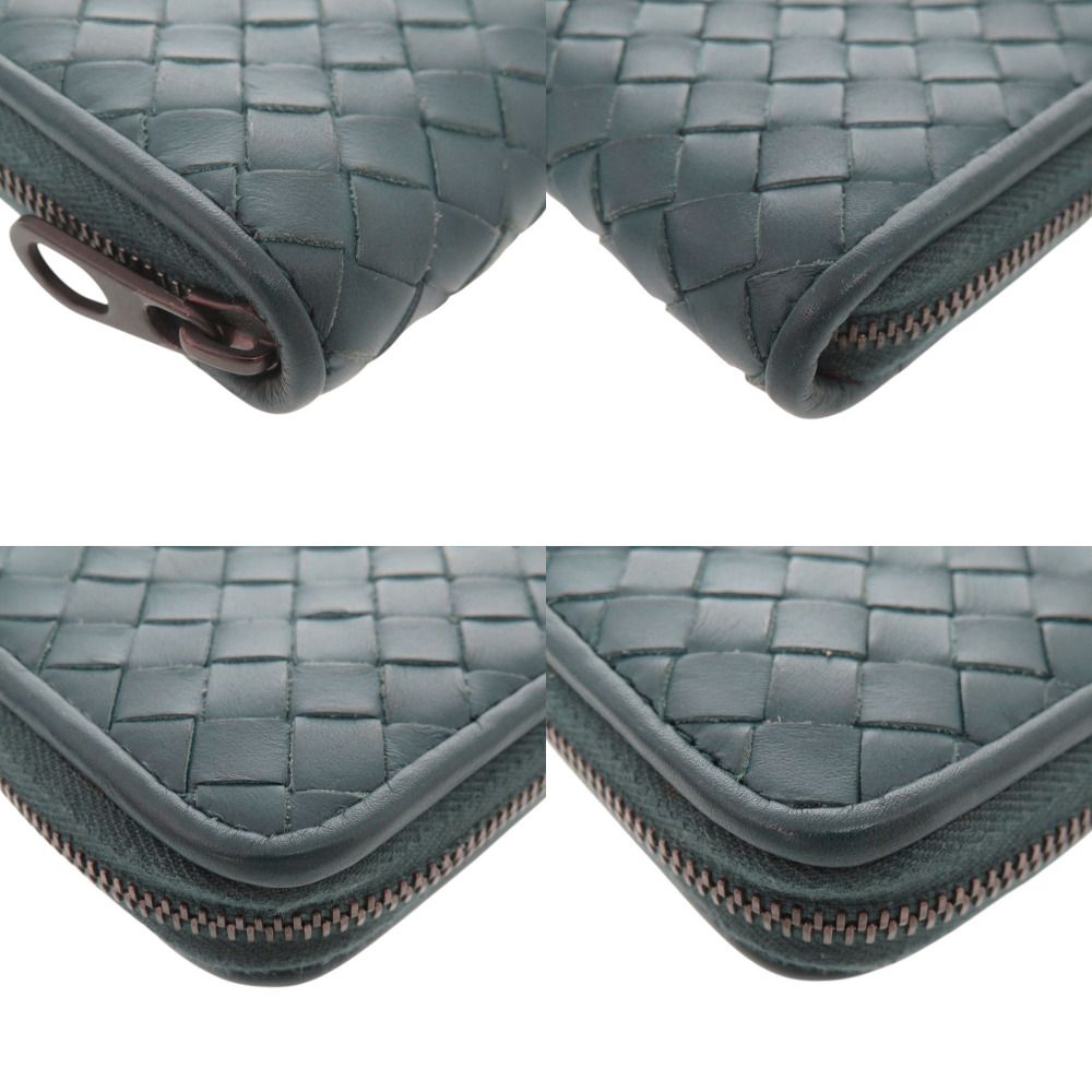 Bottega Veneta Intrecciato Leather Blue Zip Around Wallet — view 4