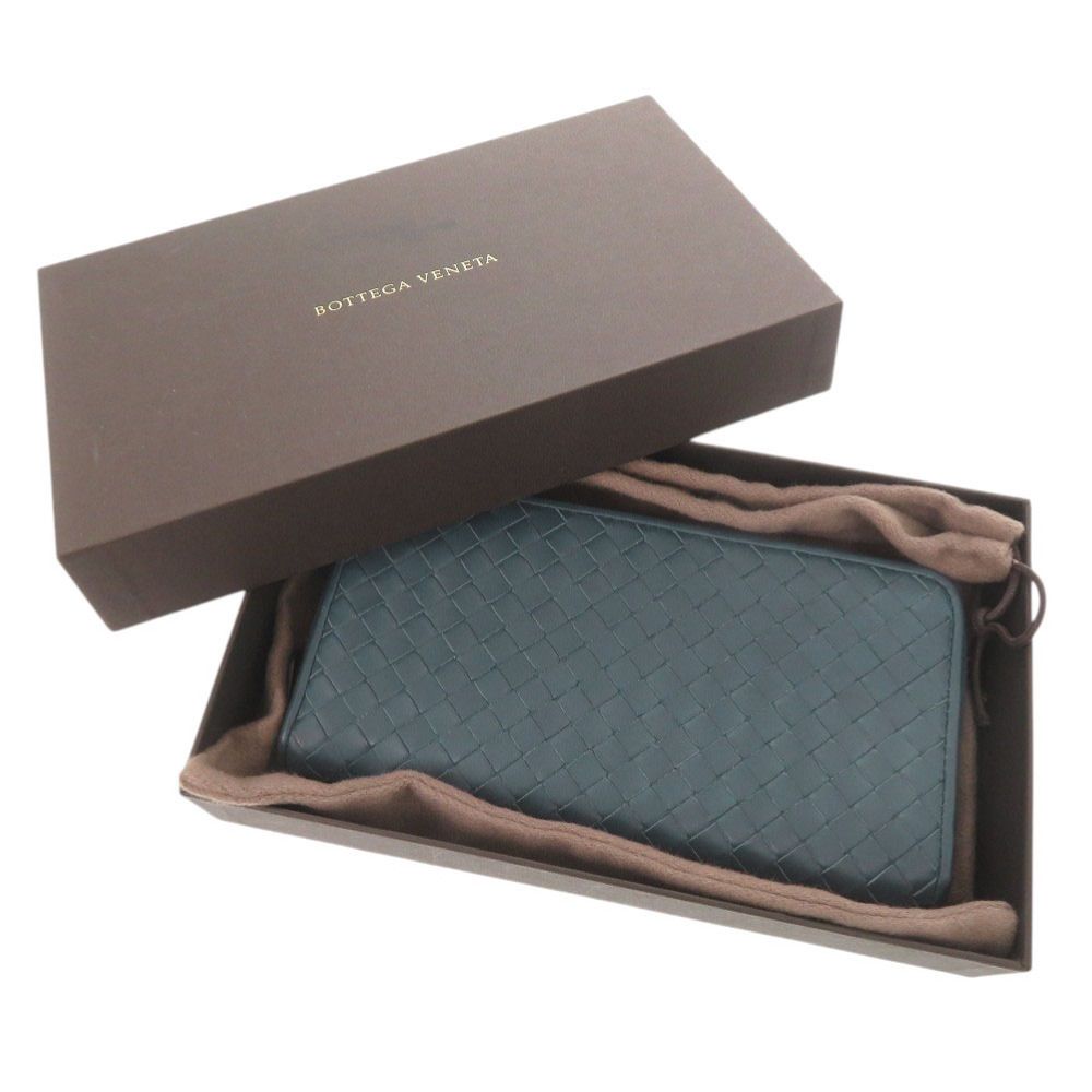 Bottega Veneta Intrecciato Leather Blue Zip Around Wallet — view 2
