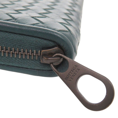 Bottega Veneta Intrecciato Leather Blue Zip Around Wallet — view 9