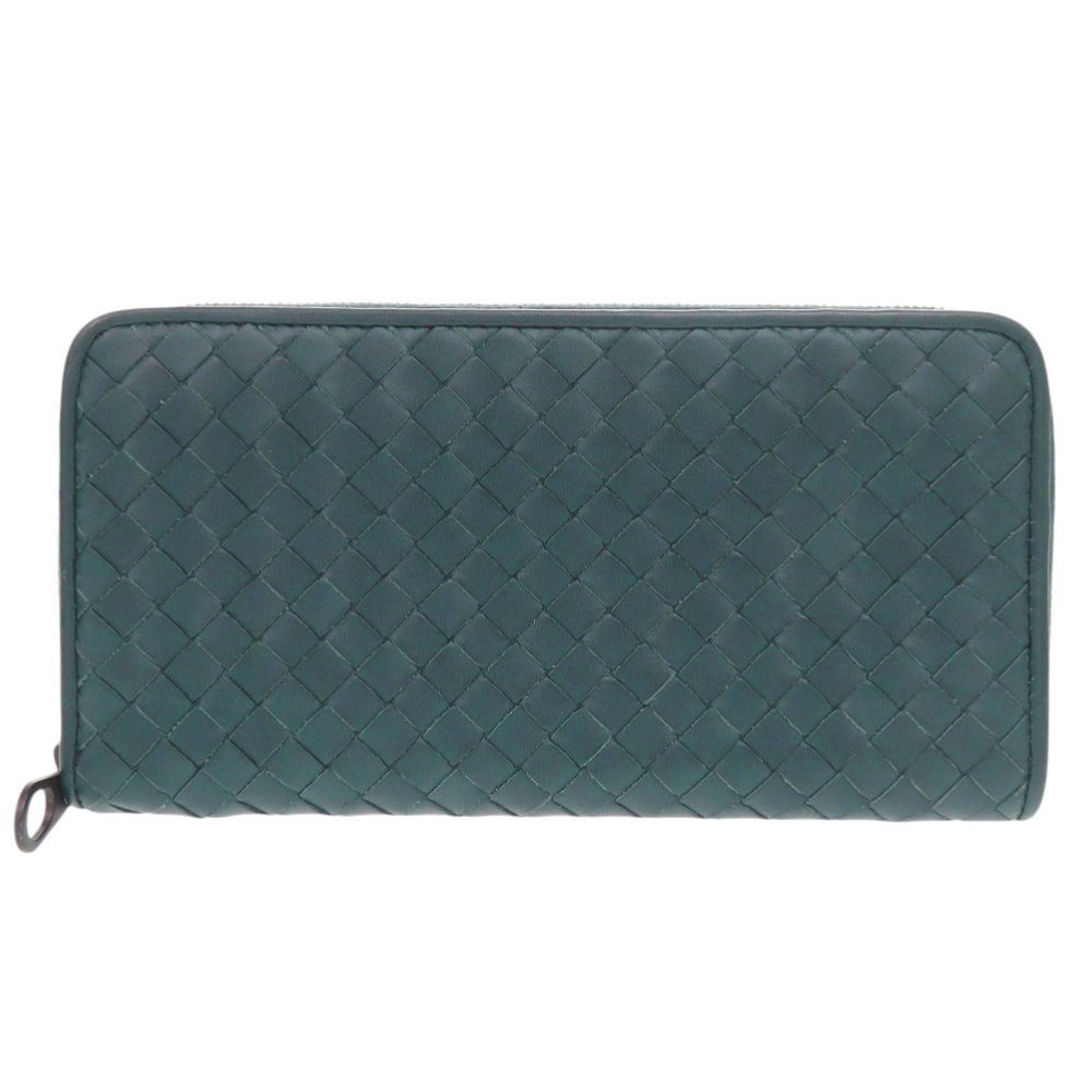 Bottega Veneta Intrecciato Leather Blue Zip Around Wallet
