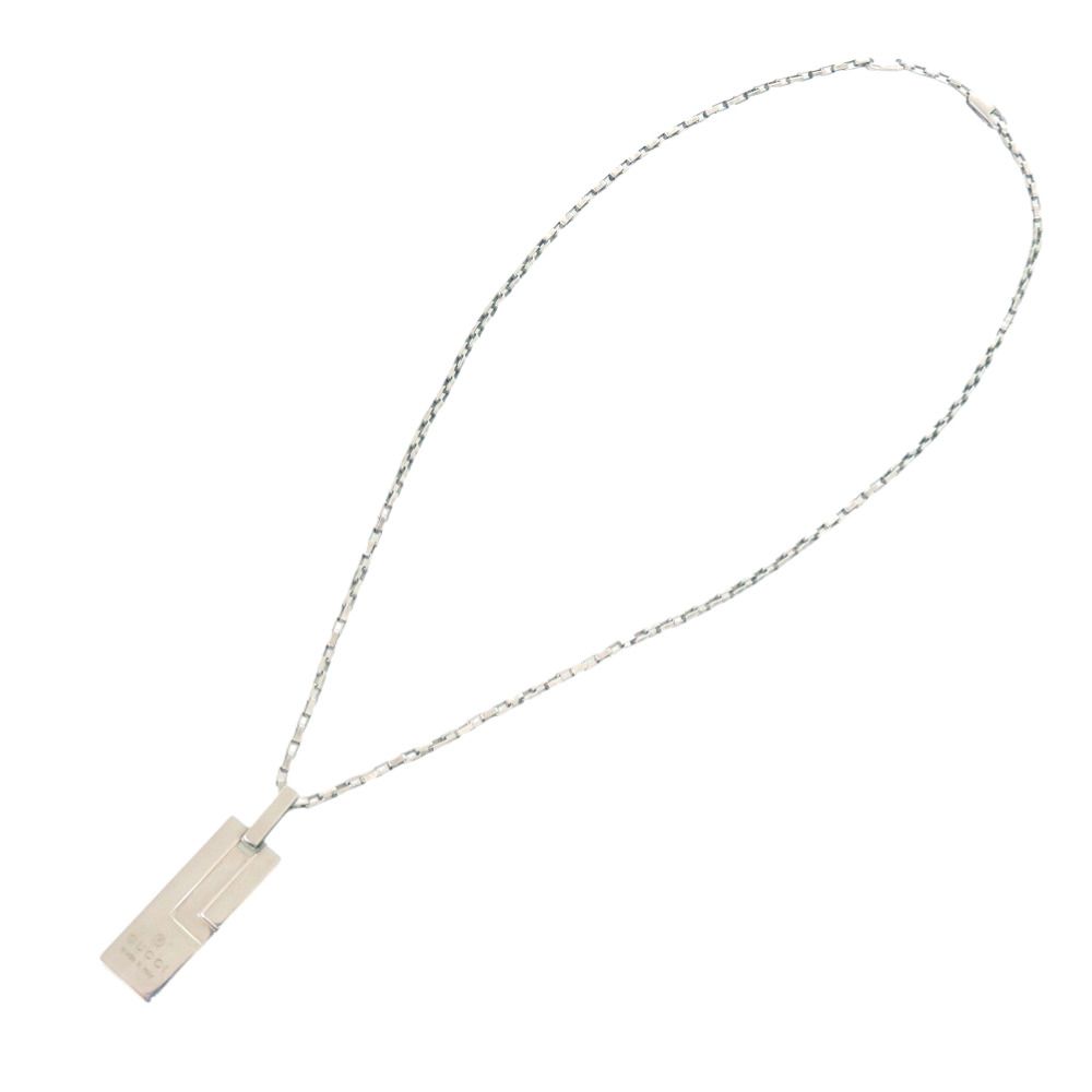 Gucci Logo Plate 925 Sterling Silver Necklace Pendant — view 3