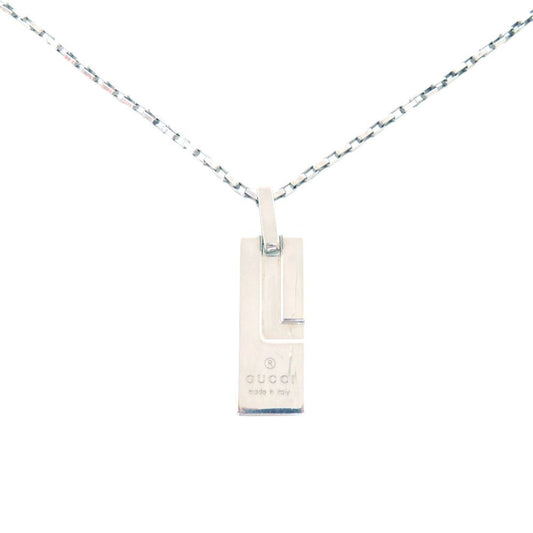 Gucci Logo Plate 925 Sterling Silver Necklace Pendant