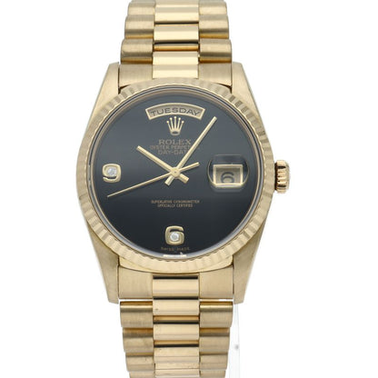 Rolex Day Date Watch Diamond Onyx Dial 18k Yellow Gold Polished — view 2