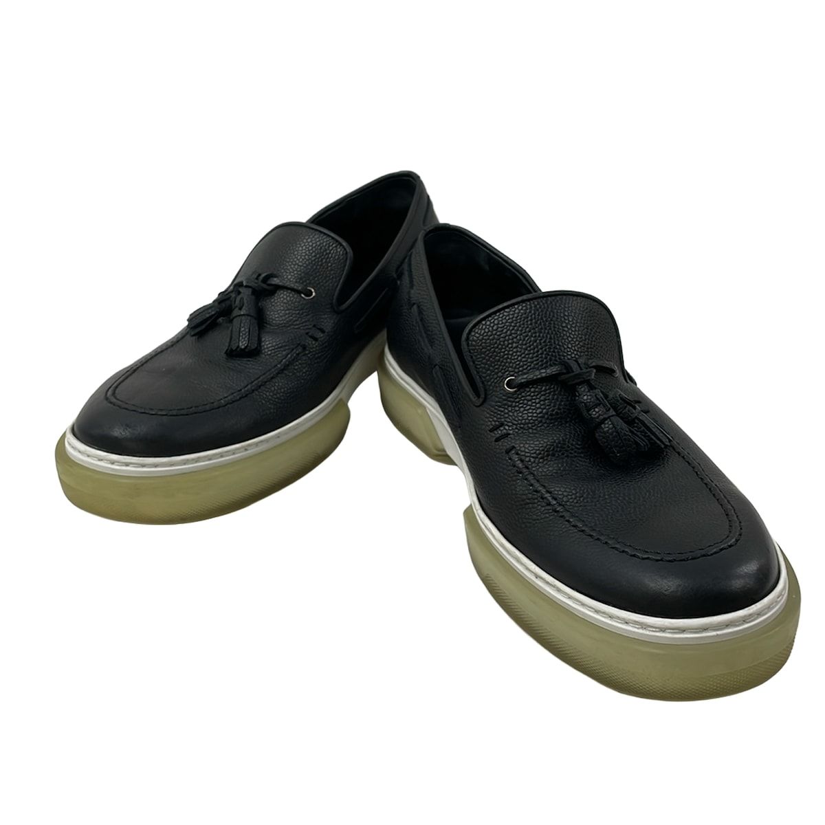 Hermes Slip on 42 Black Tassel Leather Slipper — view 2