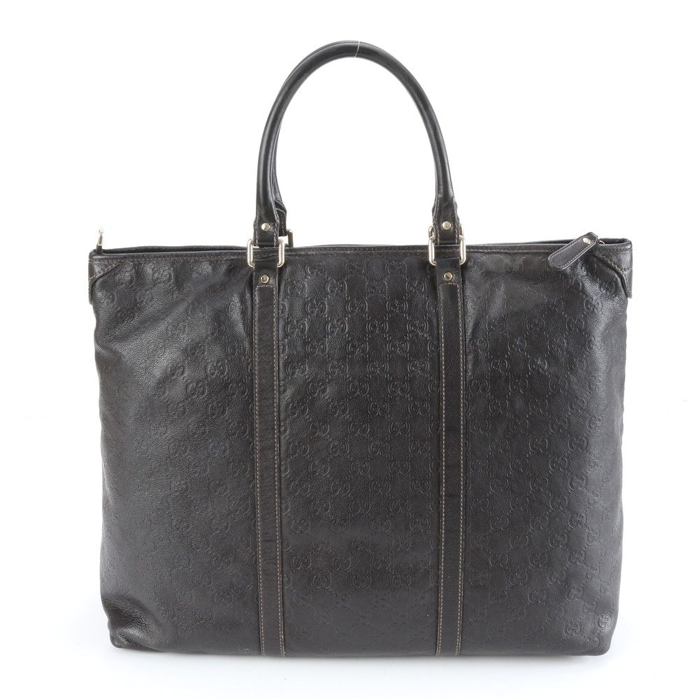 Gucci Guccissima Leather Boston Bag Business Travel Tote Carry Brown — view 3