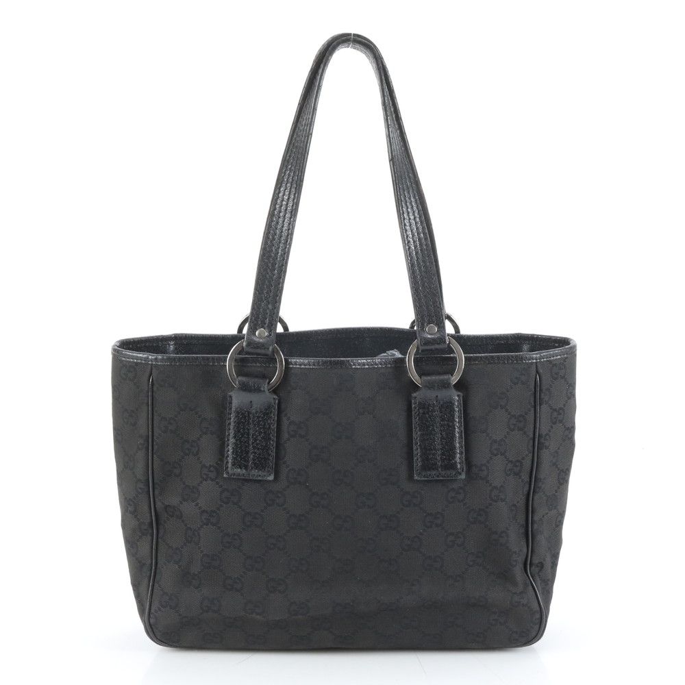 Gucci GG Canvas Leather Tote Shoulder Hand Black — view 3