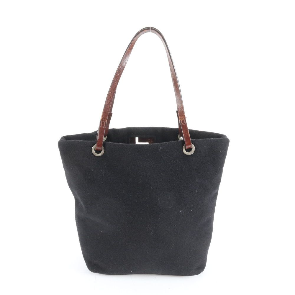 Fendi FF Logo Leather Tote Shoulder Hand Black — view 3