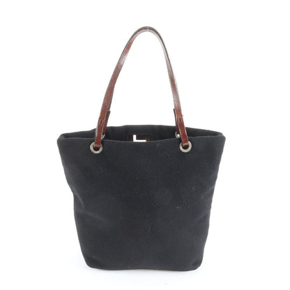 Fendi FF Logo Leather Tote Shoulder Hand Black — view 3