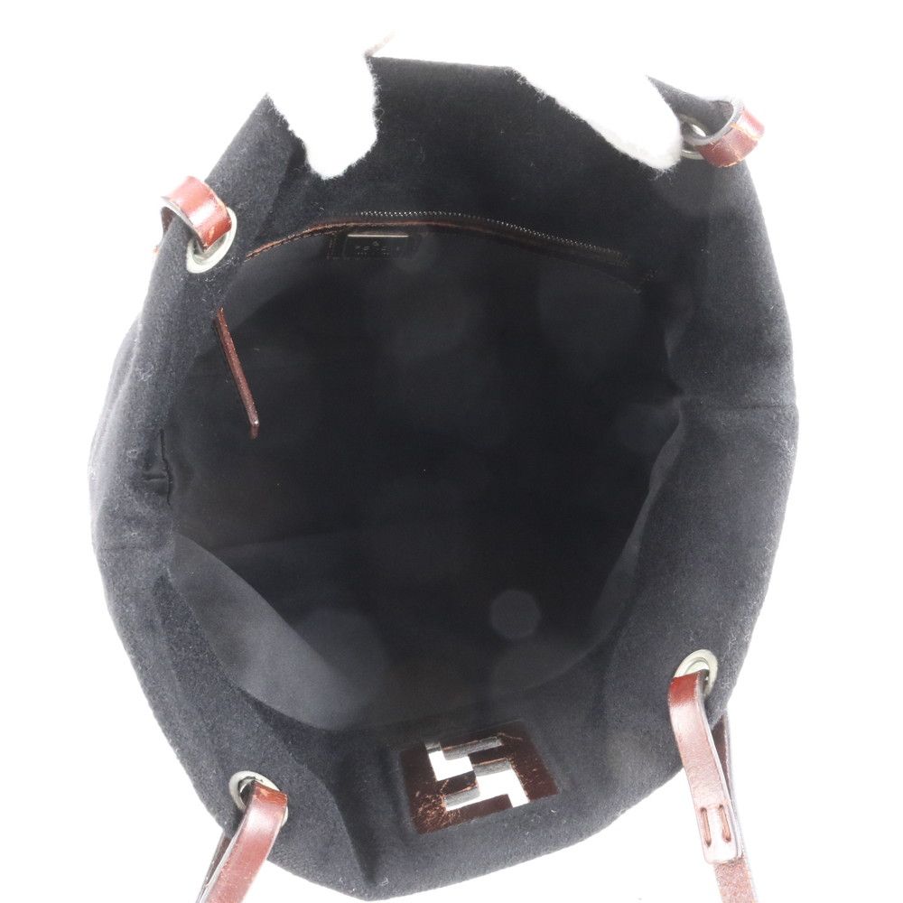 Fendi FF Logo Leather Tote Shoulder Hand Black — view 7