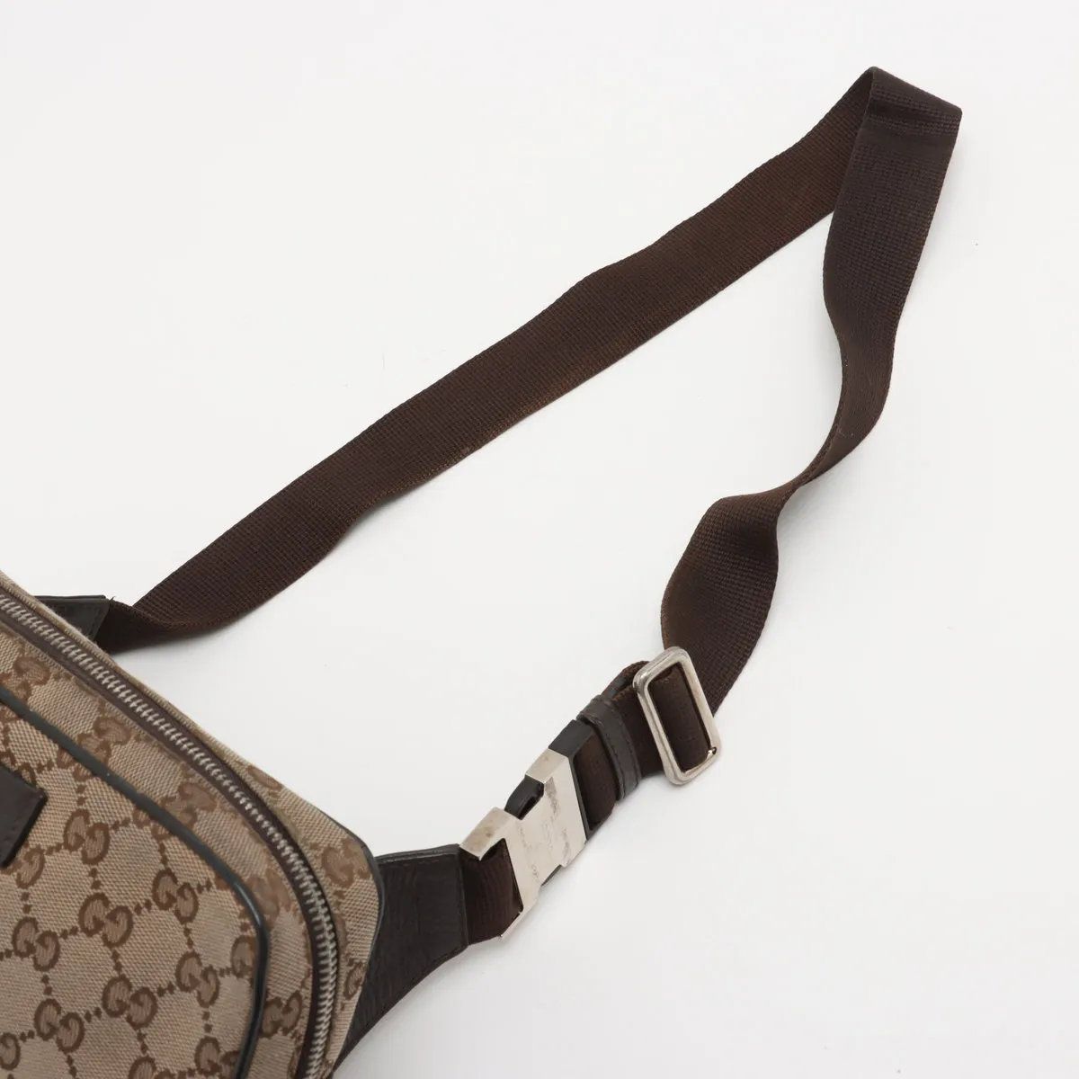 Gucci GG Canvas Leather 2-Way Belt Bag Crossbody Waist Pouch Shoulder Brown — view 5