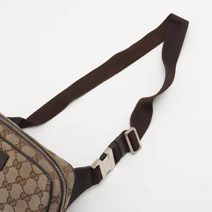 Gucci GG Canvas Leather 2-Way Belt Bag Crossbody Waist Pouch Shoulder Brown — view 5