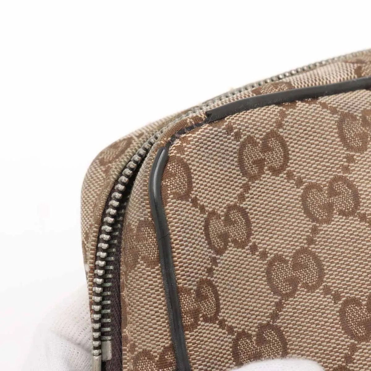 Gucci GG Canvas Leather 2-Way Belt Bag Crossbody Waist Pouch Shoulder Brown — view 9