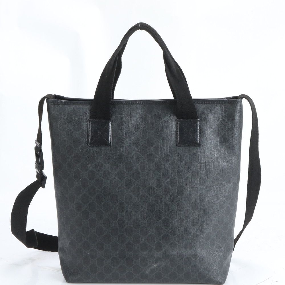 Gucci GG Supreme Leather 2-Way Shoulder Bag Crossbody Messenger Tote Black — view 3