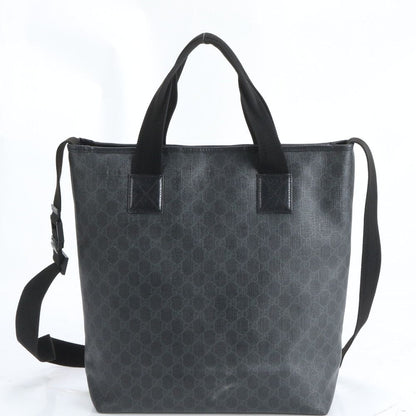 Gucci GG Supreme Leather 2-Way Shoulder Bag Crossbody Messenger Tote Black — view 3