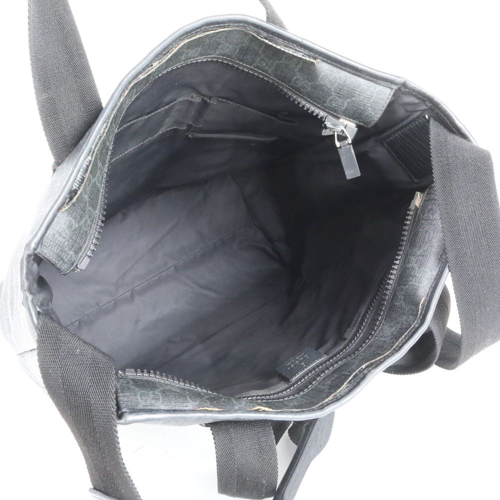 Gucci GG Supreme Leather 2-Way Shoulder Bag Crossbody Messenger Tote Black — view 7