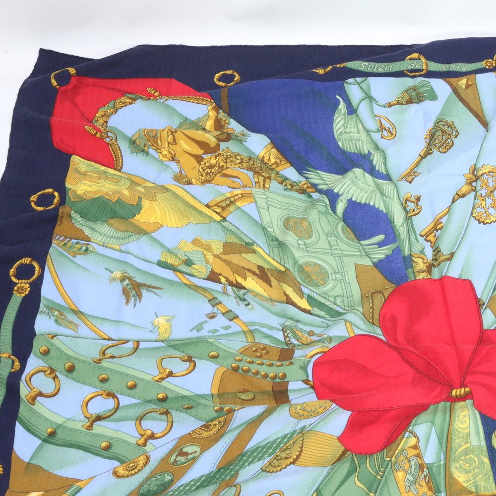 Hermes Tagged Carre Jean 140 Soleil de Soie Silk Sun Cashmere Scarf — view 3