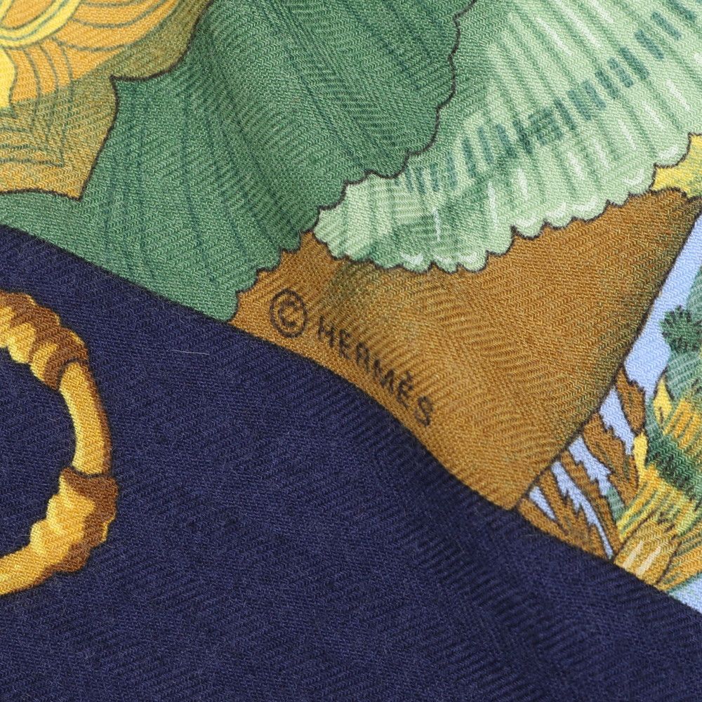 Hermes Tagged Carre Jean 140 Soleil de Soie Silk Sun Cashmere Scarf — view 8