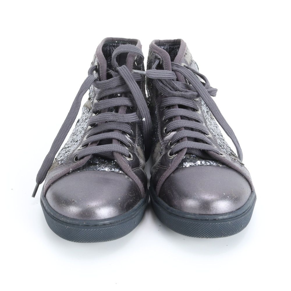 Louis Vuitton Glitter LV Logo High Cut Sneakers 36.5 Leather Lace — view 5
