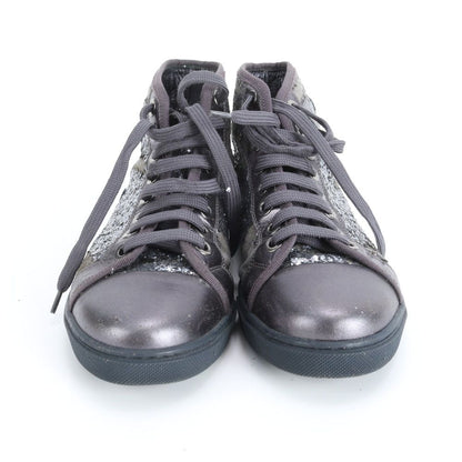 Louis Vuitton Glitter LV Logo High Cut Sneakers 36.5 Leather Lace — view 5