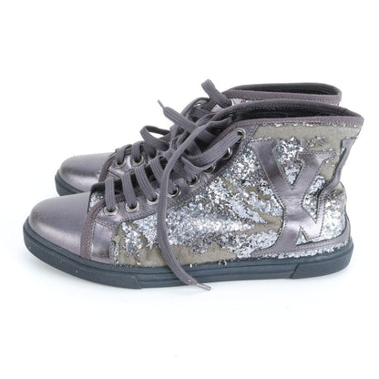 Louis Vuitton Glitter LV Logo High Cut Sneakers 36.5 Leather Lace — view 4