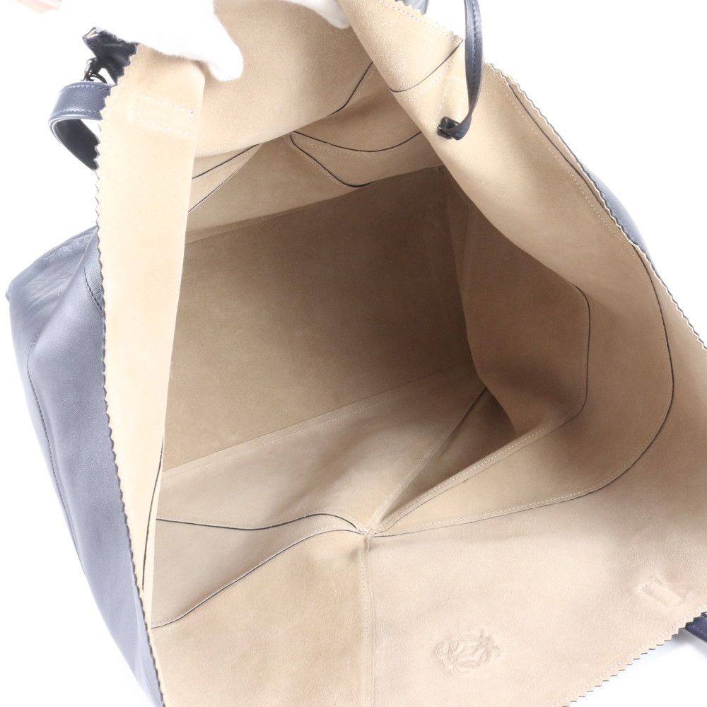 Loewe Anagram Origami Tote Shoulder Hand Leather Navy — view 7