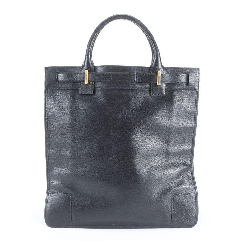 Gucci 002 Leather Business Document Briefcase Tote Black — view 3