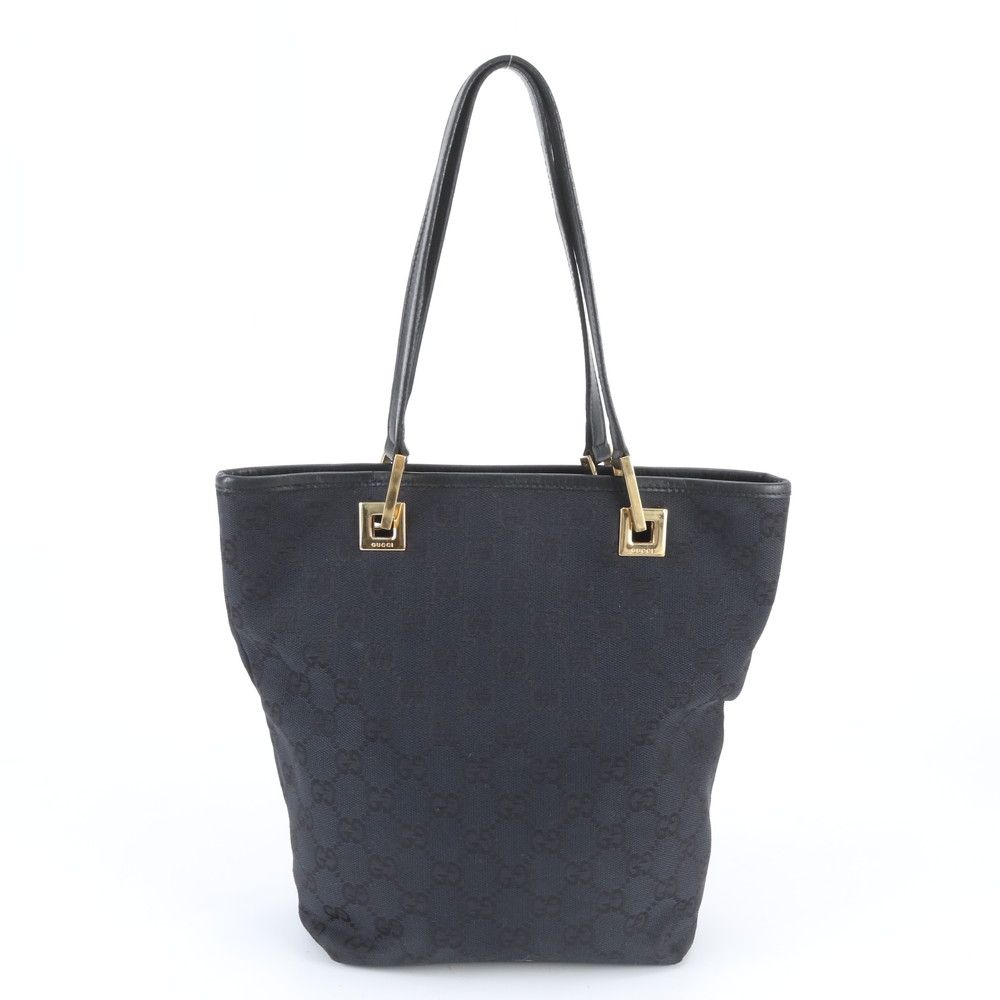 Gucci GG Canvas 002 Leather Tote Shoulder Hand Black — view 3