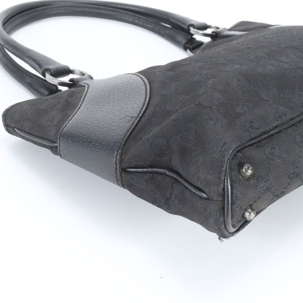 Gucci GG Canvas Leather Tote Shoulder Hand Black — view 6
