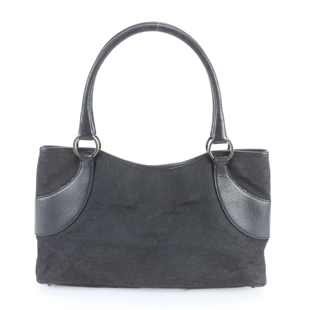 Gucci GG Canvas Leather Tote Shoulder Hand Black — view 3