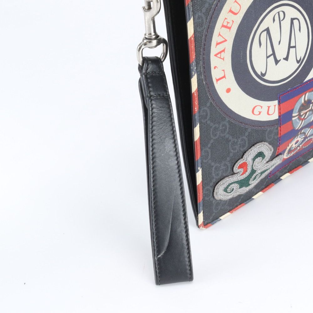 Gucci GG Supreme Night Courier Leather Clutch Pouch Business — view 3