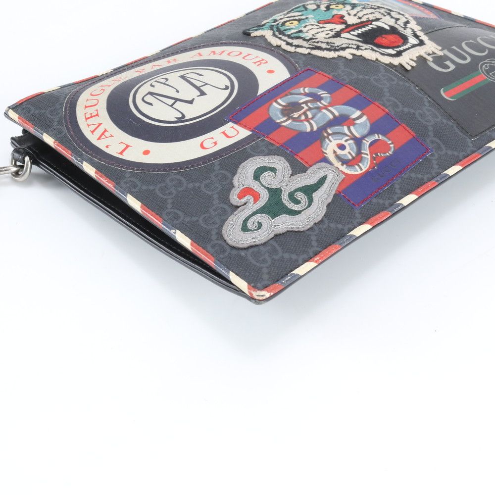 Gucci GG Supreme Night Courier Leather Clutch Pouch Business — view 4