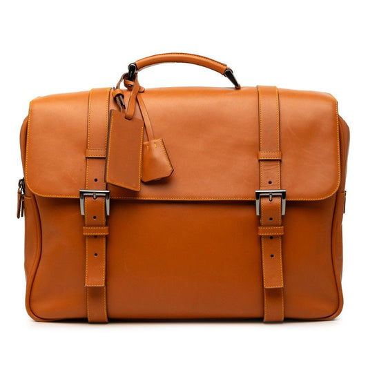 Prada Business Satchel Brown Leather