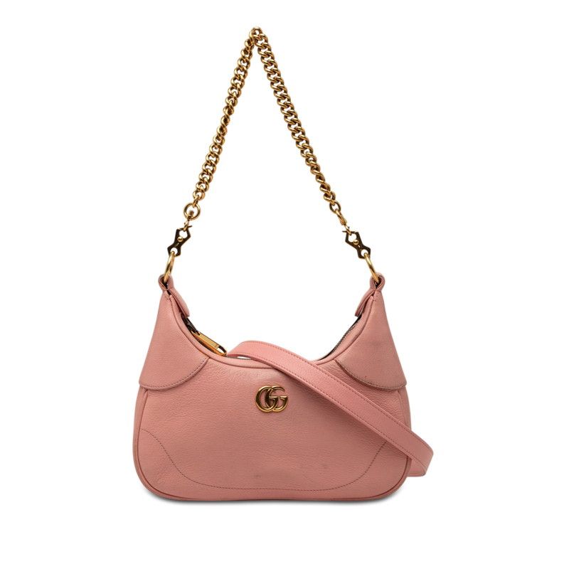 Gucci Double Aphrodite Shoulder Bag Pink Leather