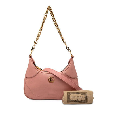 Gucci Double Aphrodite Shoulder Bag Pink Leather — view 7