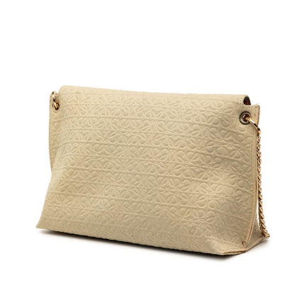 Loewe Anagram Avenue Crossbody Chain Shoulder Bag Beige Canvas Leather — view 2