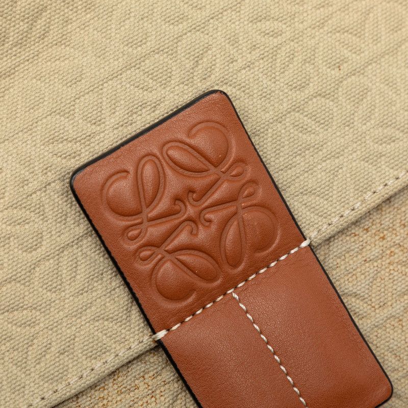 Loewe Anagram Avenue Crossbody Chain Shoulder Bag Beige Canvas Leather — view 4