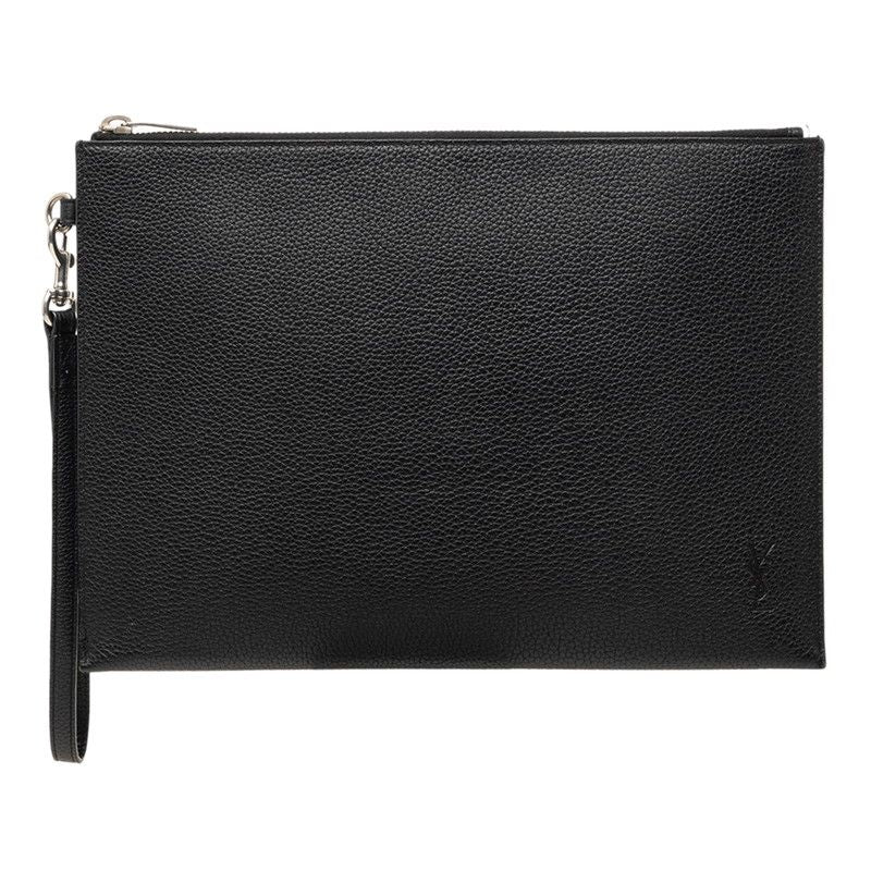 Saint Laurent YSL Logo Clutch Black Leather