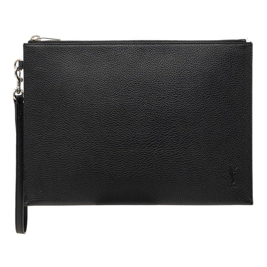 Saint Laurent YSL Logo Clutch Black Leather