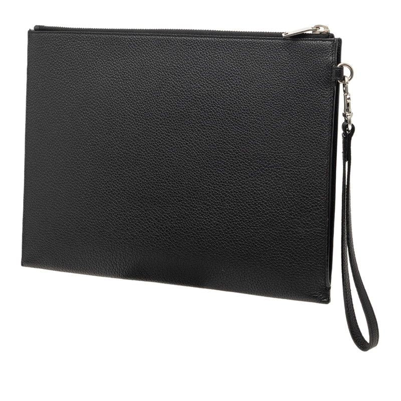 Saint Laurent YSL Logo Clutch Black Leather — view 2