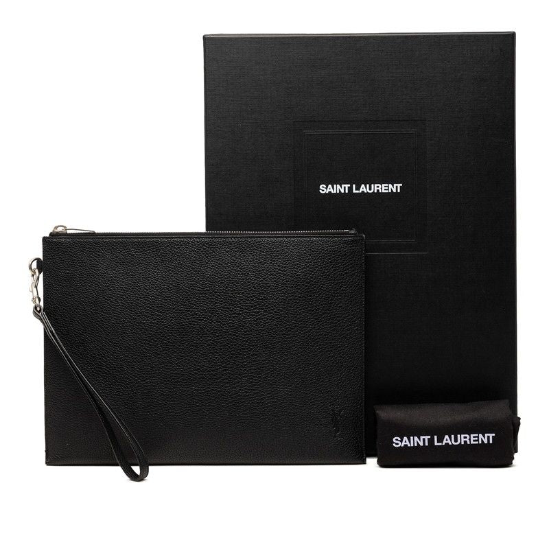 Saint Laurent YSL Logo Clutch Black Leather — view 7
