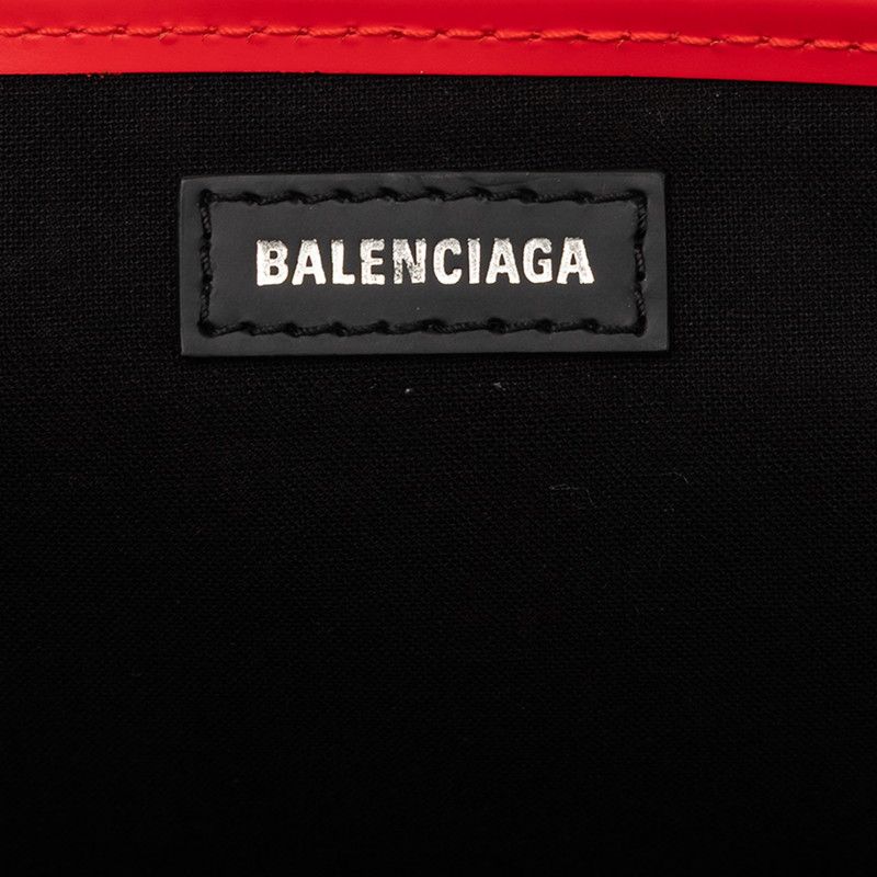 Balenciaga Navy Cabas Flower Motif Tote Red Canvas Leather — view 5