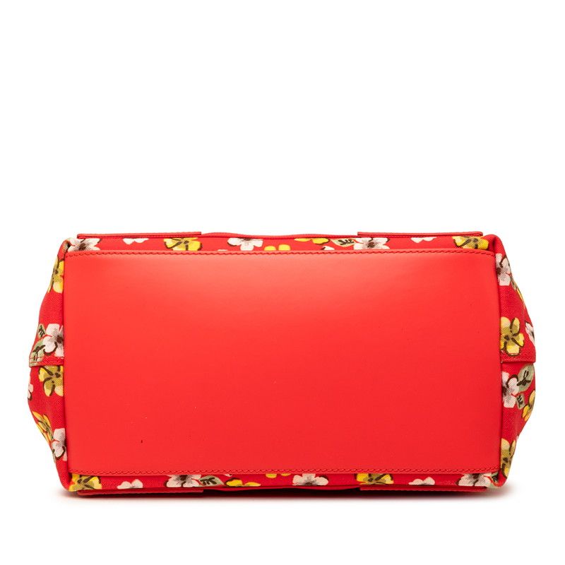 Balenciaga Navy Cabas Flower Motif Tote Red Canvas Leather — view 3