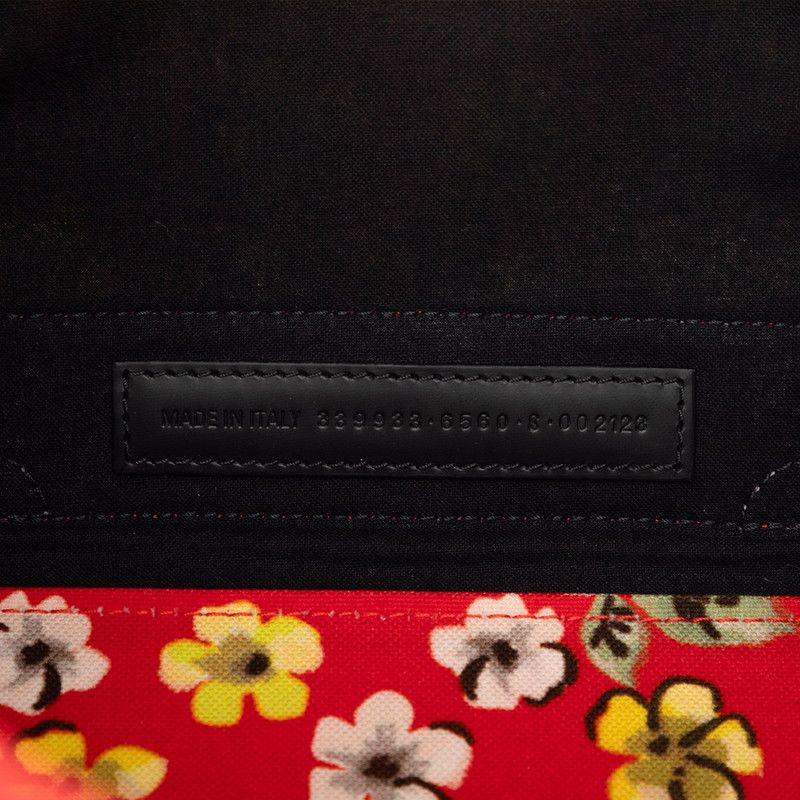 Balenciaga Navy Cabas Flower Motif Tote Red Canvas Leather — view 6