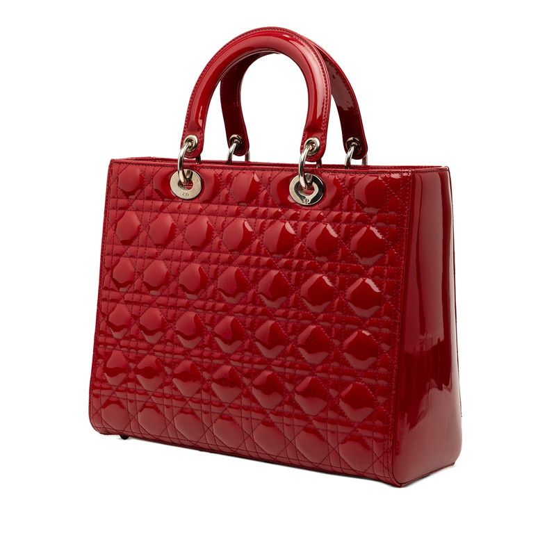 Dior Cannage Lady Dior 2-Way Shoulder Bag Red Enamel — view 2